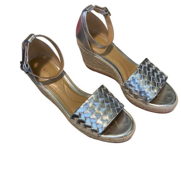 Talbots Saylor Woven Metallic Leather Espadrille Wedge Sandals Size 9M - Picture 6 of 7